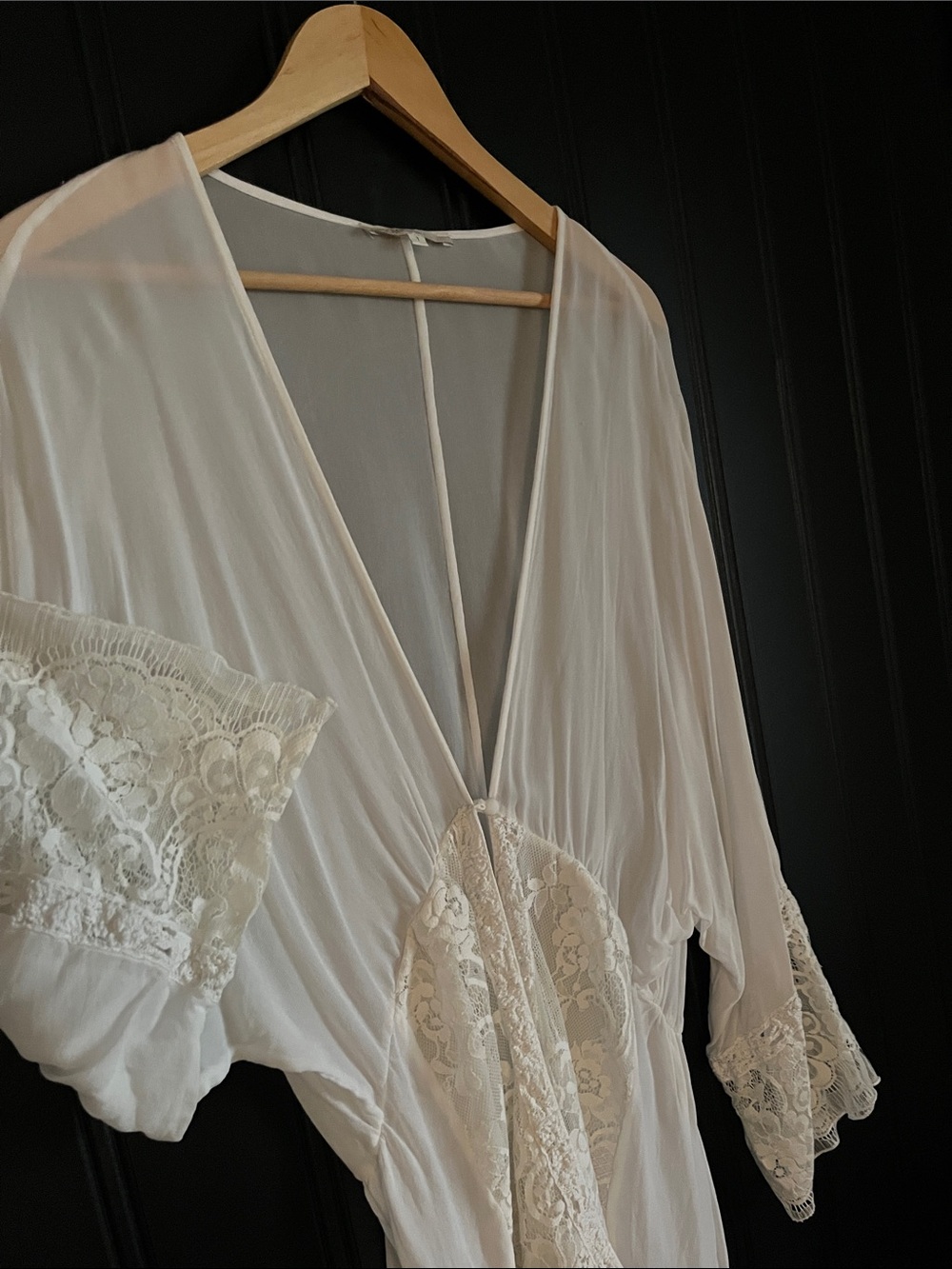 Maje Sheer Lace-Trim White Cover-up Top